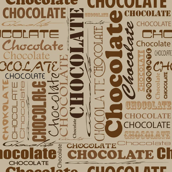 Sömlös choklad mönster med ordet choklad — Stock vektor