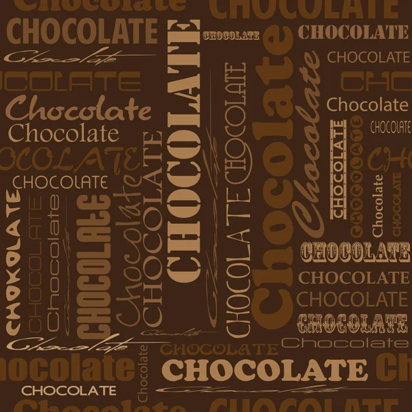 Nahtloses Schokoladenmuster mit Wort der Schokolade — Stockvektor