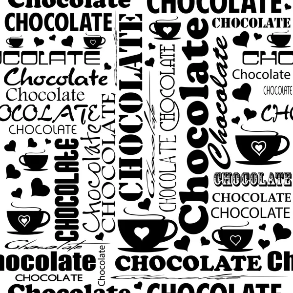 Modèle de chocolat sans couture avec mot de chocolat — Image vectorielle