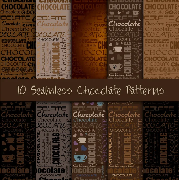 Conjunto de padrões de chocolate sem costura — Vetor de Stock