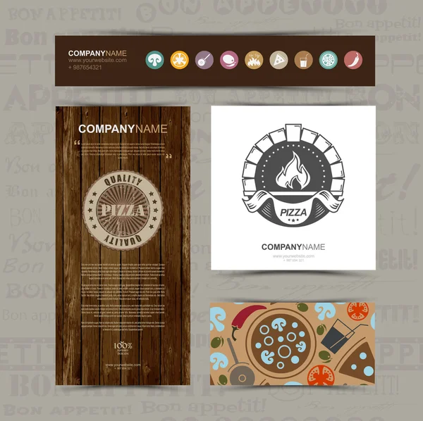 Plantilla de identidad para restaurante Pizza — Vector de stock