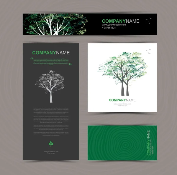 Επαγγελματικές κάρτες πρότυπο με στυλιζαρισμένη δέντρο — Διανυσματικό Αρχείο