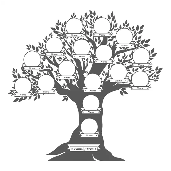 Árbol familiar de roble dibujado a mano — Vector de stock