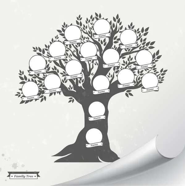 Elle çizilmiş meşe aile ağacı — Stok Vektör