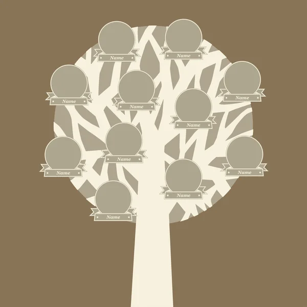 Árbol familiar de roble dibujado a mano — Vector de stock