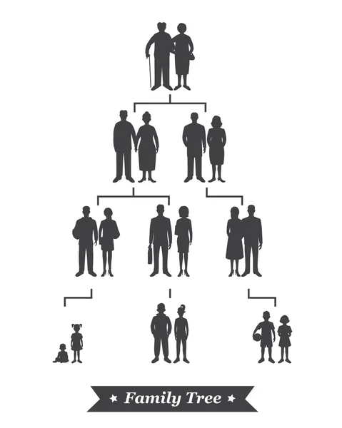 Árvore de família com avatares de pessoas —  Vetores de Stock