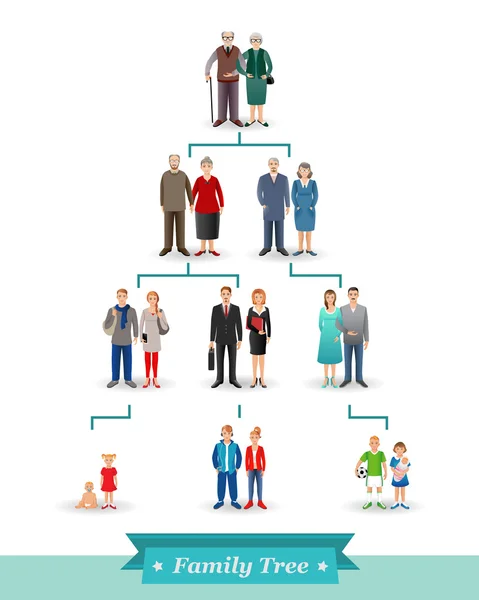 Family tree with people avatars — Stock Illustration Family tree with people avatars Stock Illustration