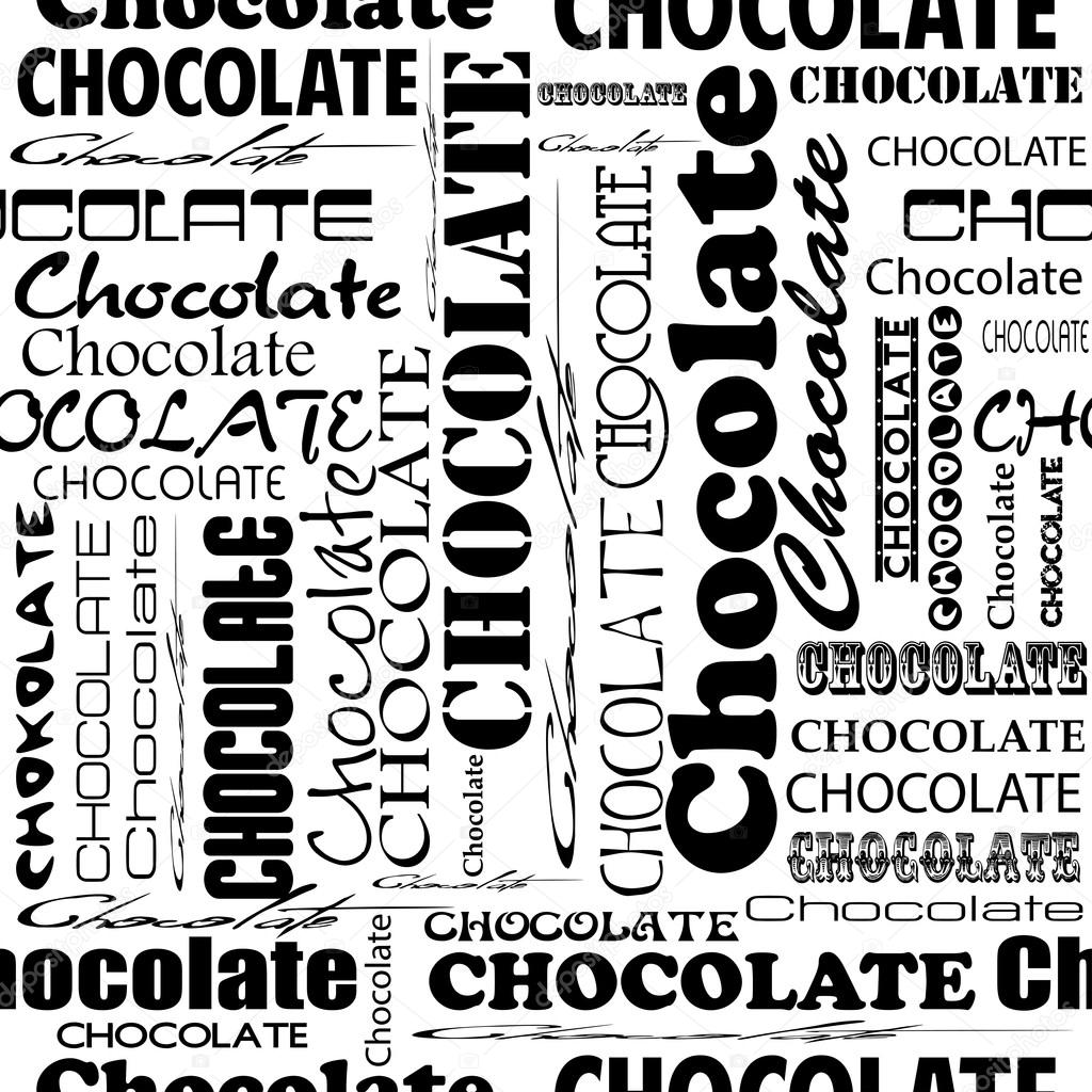 Seamless chocolate pattern with word of chocolate
