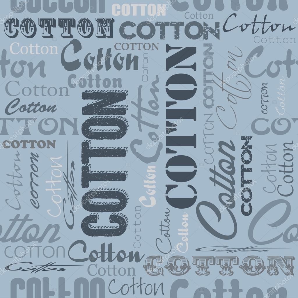 Seamless patterns with cotton flower and fonts. Cotton flat logos, icons. Style for Textile Company.