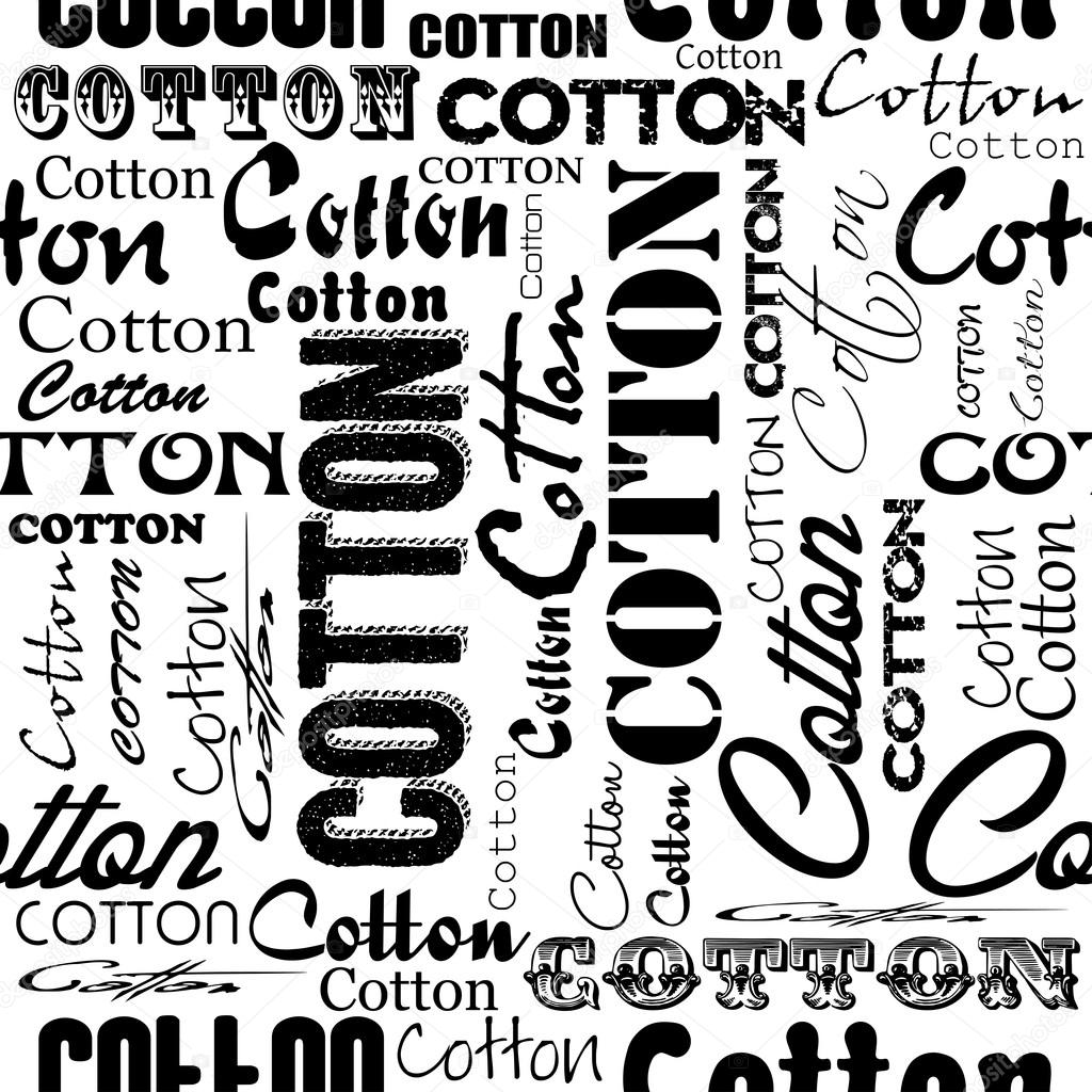 Seamless patterns with cotton flower and fonts. Cotton flat logos, icons. Style for Textile Company.