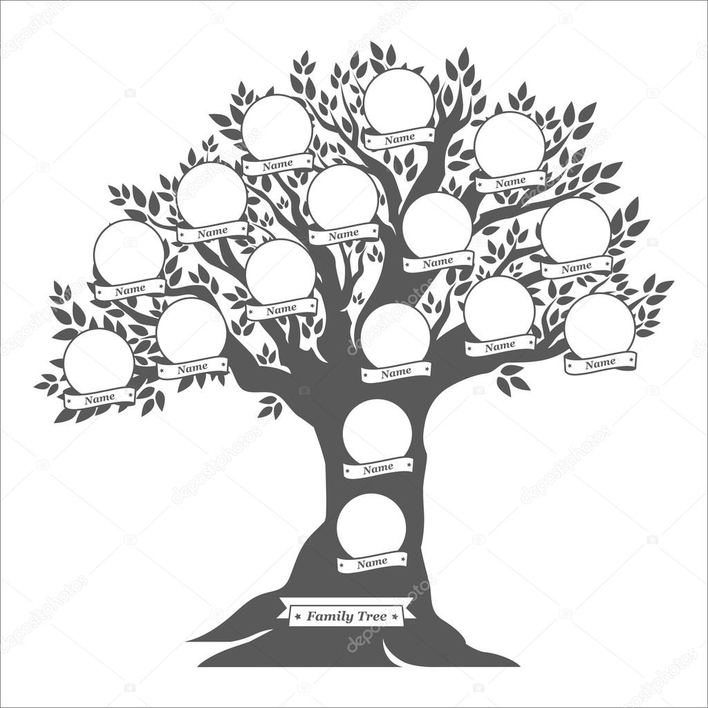 Hand drawn oak family tree Stock Illustration by ©GalaStudio #82678740