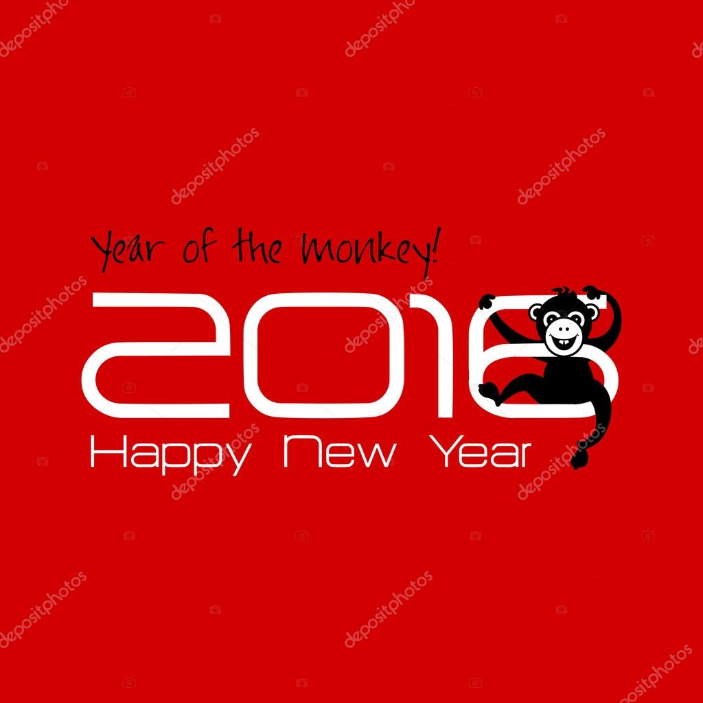 2016 New Year card with monkey. Year of the monkey!