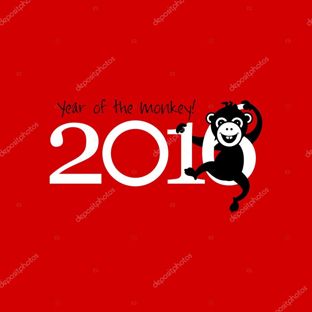 2016 New Year card with monkey. Year of the monkey!