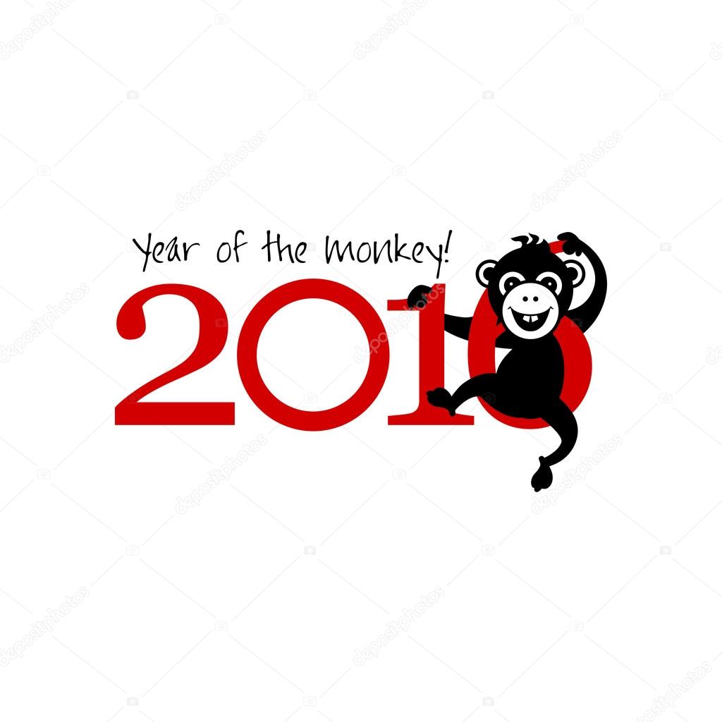 2016 New Year card with monkey. Year of the monkey!