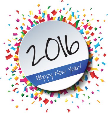 Happy New Year flat label clipart