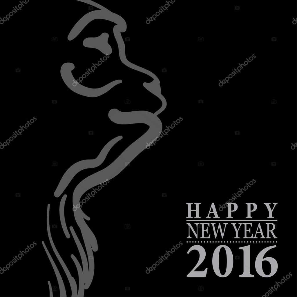 2016 New Year card with monkey. Year of the monkey!