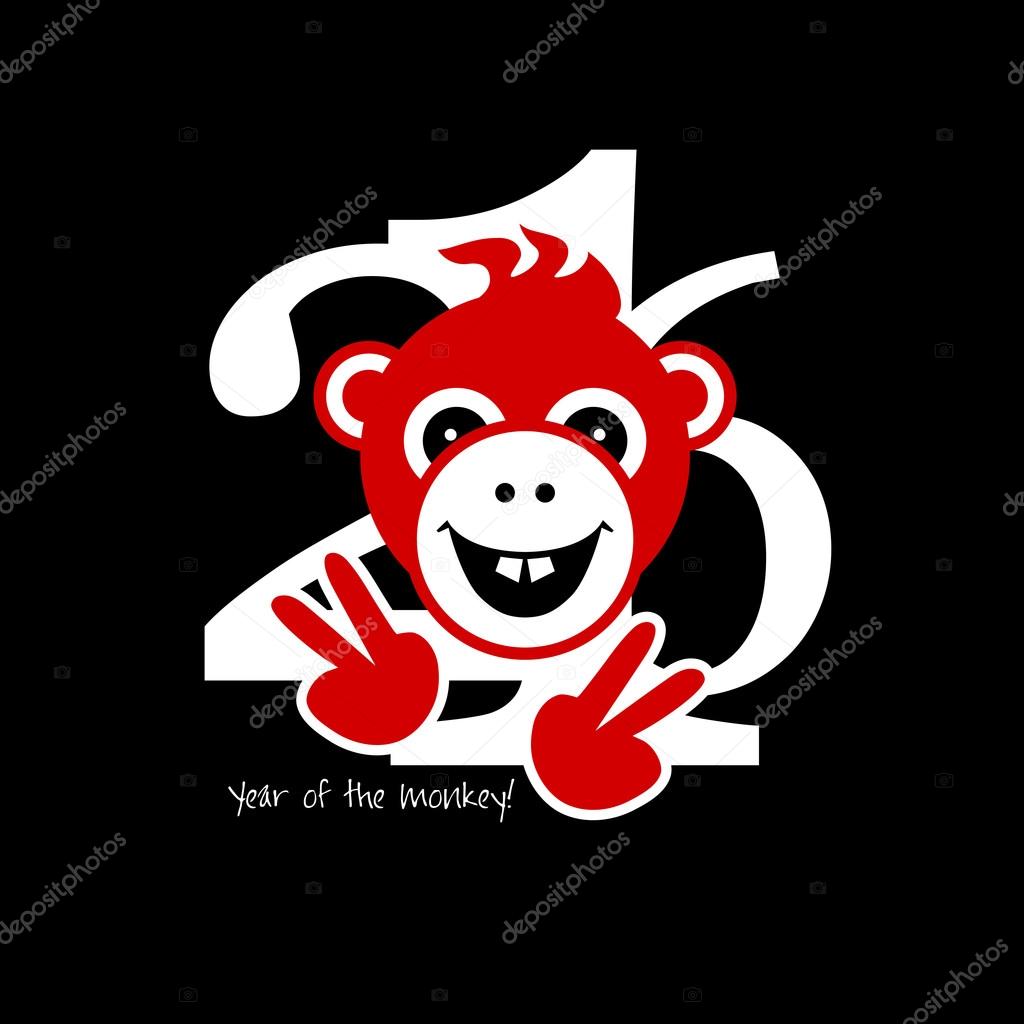 2016 New Year card with monkey. Year of the monkey!