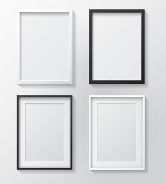 White and Black Blank Picture Frames