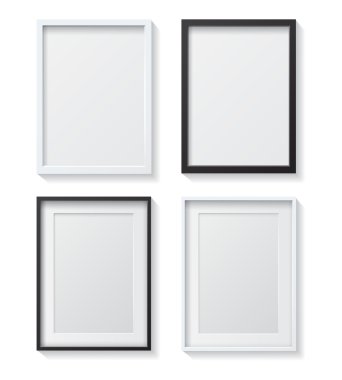 White and Black Blank Picture Frames