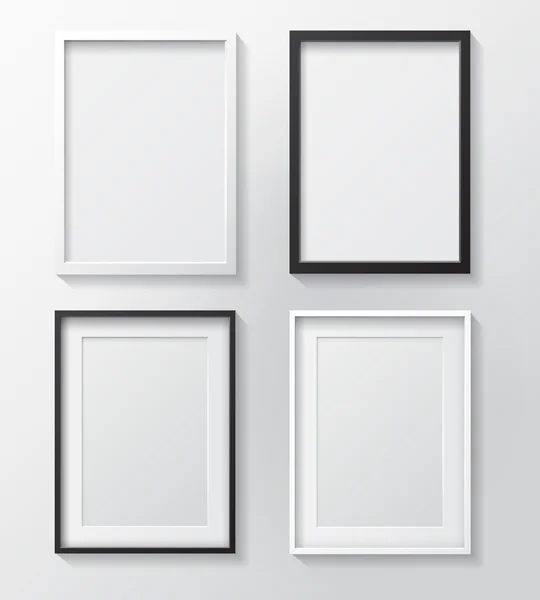 White and Black Blank Picture Frames — Stockový vektor