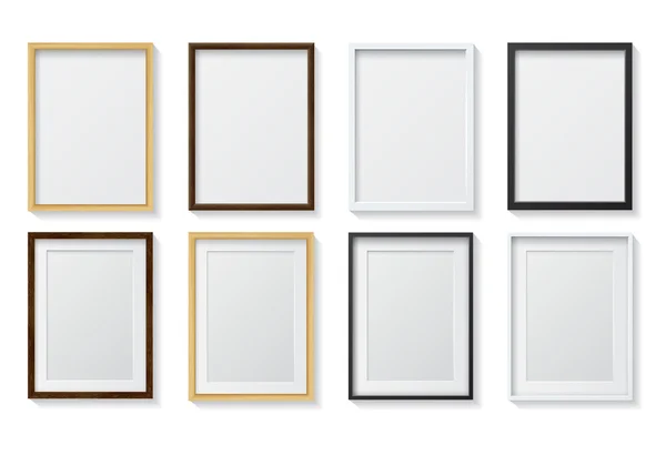 White and Black Blank Picture Frames — ストックベクタ