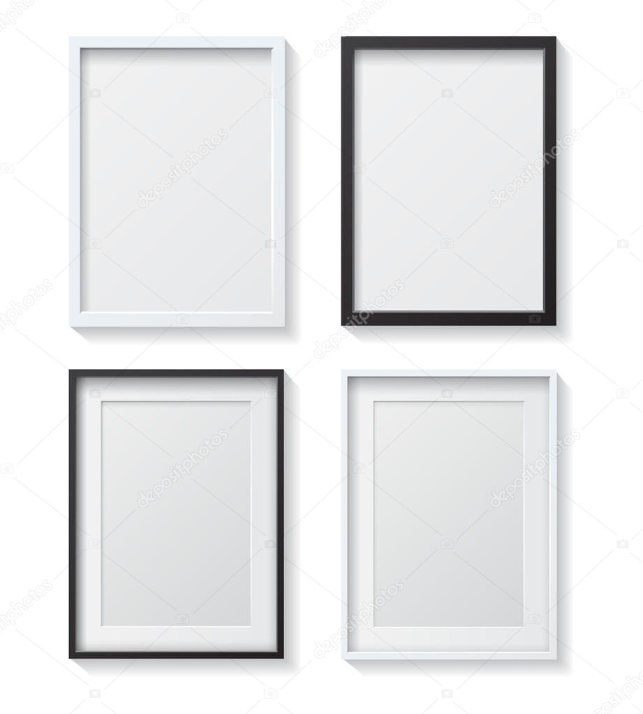 White and Black Blank Picture Frames