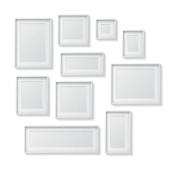 Conjunto de marcos blancos en blanco — Vector de stock