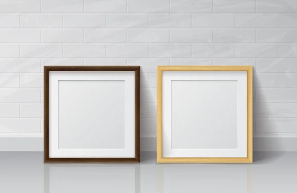 Wood Blank Picture Square frames — Stock Vector