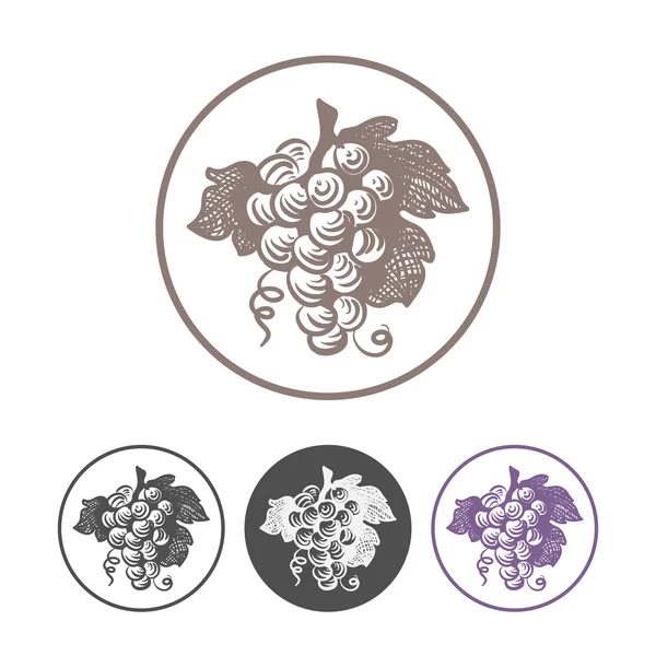 Иконы с виноградом — стоковый вектор