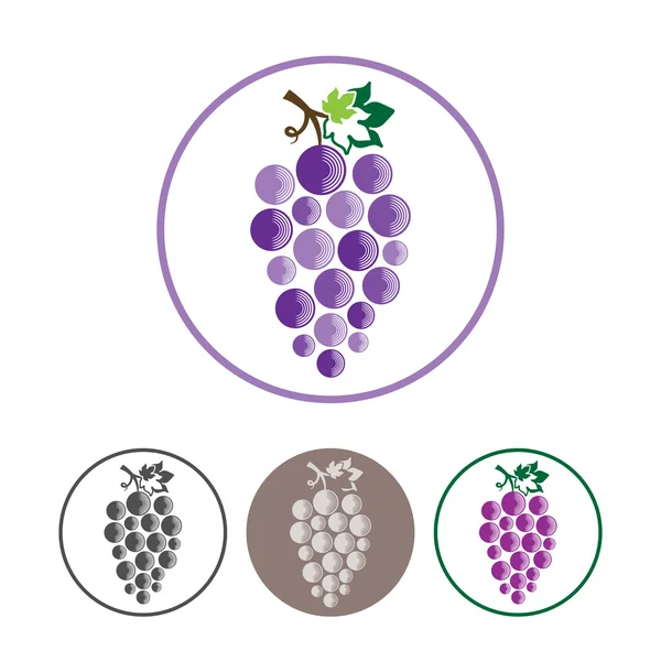 Grapes Icons and Logo Set — Stockový vektor