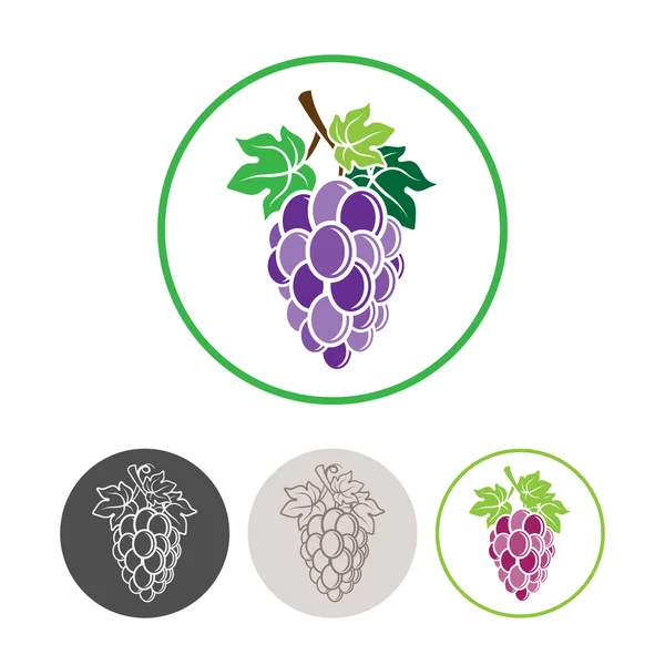 Ícones de uvas e conjunto de logotipo — Vetor de Stock