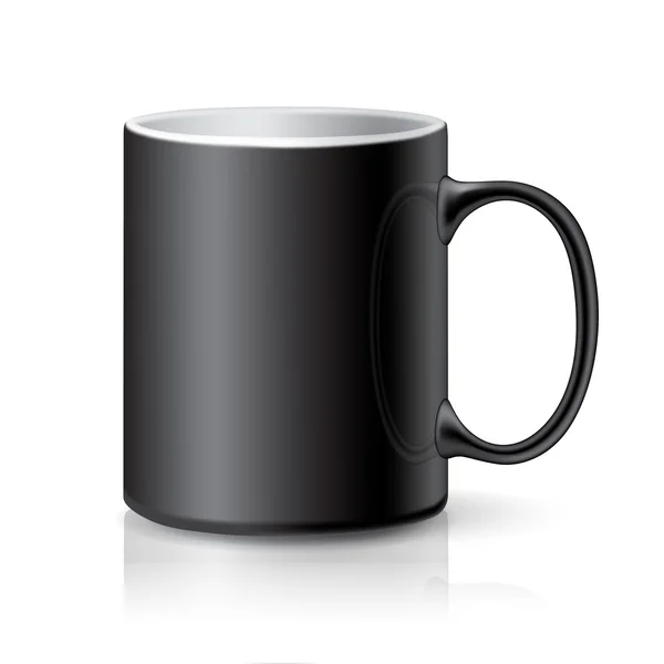 Realistische schwarze Kaffee- oder Teetasse — Stockvektor