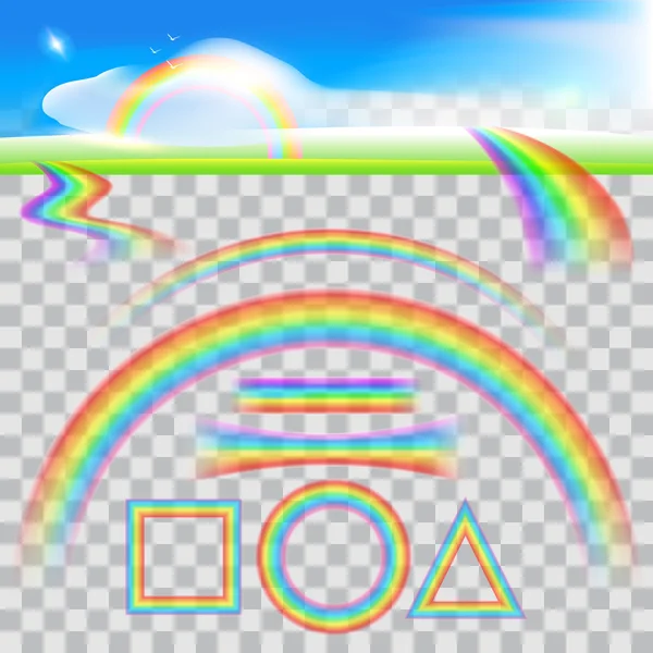 リアルな虹のさまざまな形のセット — ストックベクタ