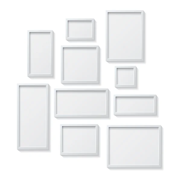 Set of White Blank Picture Frames — Stock Vector