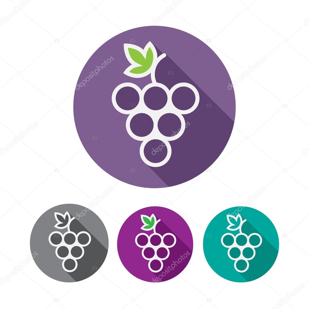Grapes Icons and Logo Set. For Identity Style of Natural Product Company, Restaurants, Bars and Wine Houses. Contour lines. Flat design. Design elements. Circle icons. Realistic image. Vector art