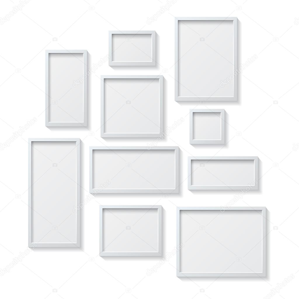 Set of White Blank Picture Frames