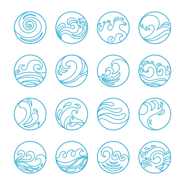 Wave Icons Set. — Stock Vector