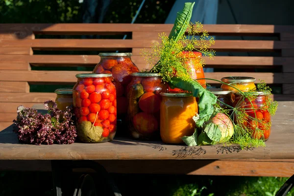 Marinated tomatoes on a table — Stock Photo, Image