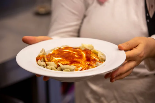 Vorderseite Türkisches Essen Ravioli — Stockfoto