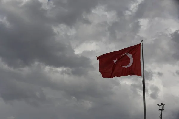 Cielo Nublado Fondo Bandera Turca — Foto de Stock