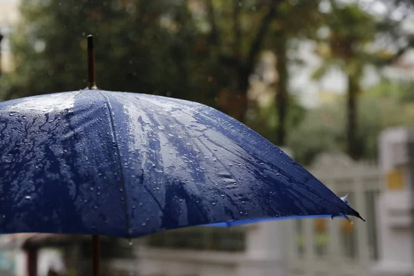 Une Journée Pluvieuse Parapluie Bleu — Photo