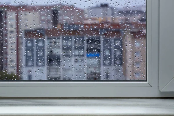 Parapet Spadające Tło Kropel Deszczu — Zdjęcie stockowe