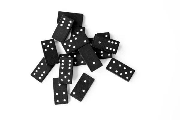 Black Dominoes Standing Isolated White Background — Stock Photo, Image