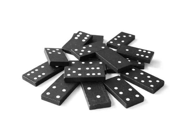 Black Dominoes Standing Isolated White Background — Stock Photo, Image