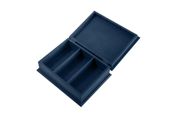 Caja Madera Azul Sobre Fondo Blanco Aislado — Foto de Stock