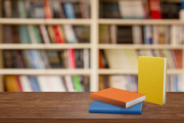 Bovenaanzicht Boek Staande Houten Tafel — Stockfoto