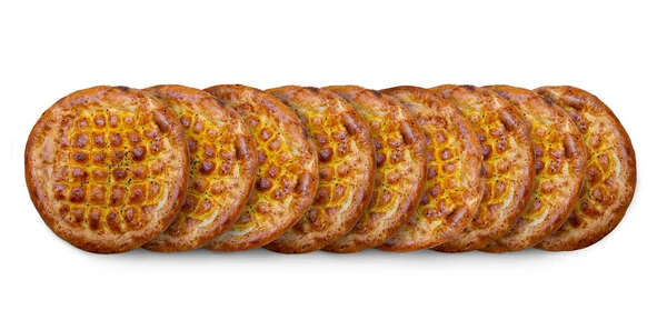 Ramadan Pita Isolerad Vit Bakgrund Traditionellt Ramadanskt Bröd — Stockfoto