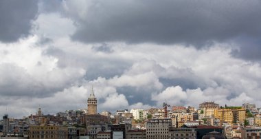 Bulutlu gökyüzünün önündeki şehir manzarası