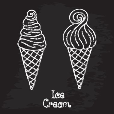 Dondurma külahı. Tasarım tebeşir. vektör çizimi, e p s 1 0.