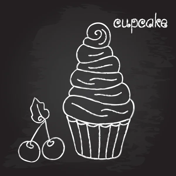 Cupcake. Chalk design. Vector illustration, e p s 1 0. — Stock Vector